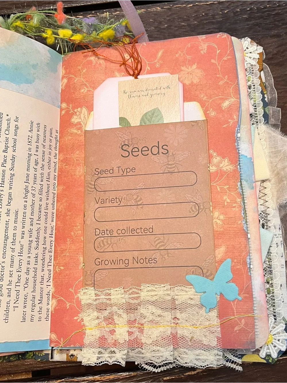 Junk Journal Nature Music Hymns Christian Faith Based Softcover Decorated 3 Sig
